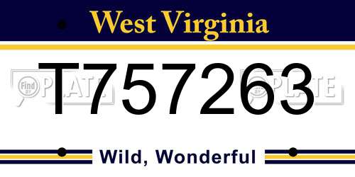 T757263 West Virginia License Plate
