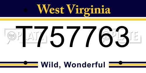 T757763 West Virginia License Plate