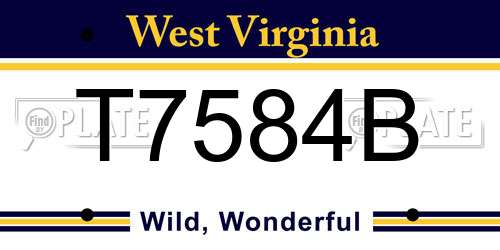 T7584B West Virginia License Plate