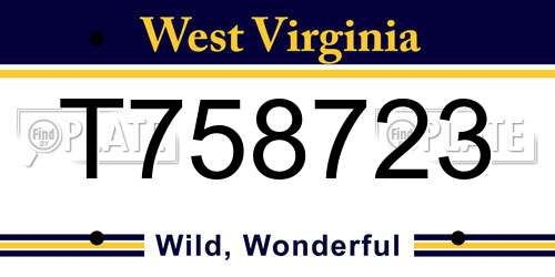 T758723 West Virginia License Plate