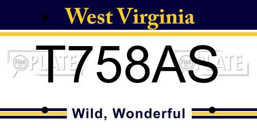 T758AS West Virginia License Plate