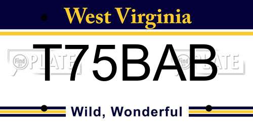 T75BAB West Virginia License Plate