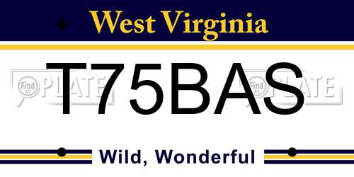 T75BAS West Virginia License Plate
