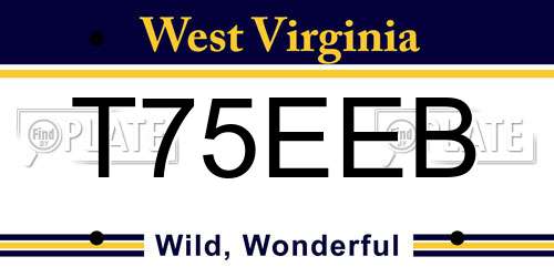 T75EEB West Virginia License Plate