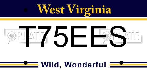 T75EES West Virginia License Plate