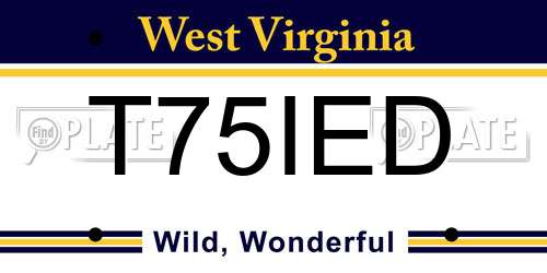 T75IED West Virginia License Plate