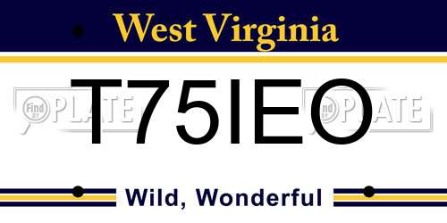 T75IEO West Virginia License Plate
