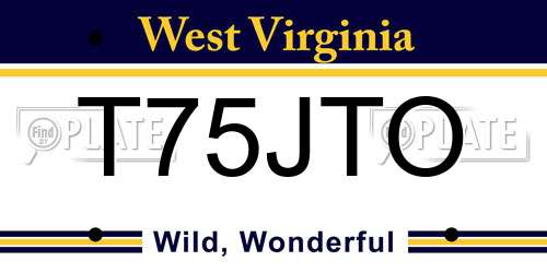 T75JTO West Virginia License Plate