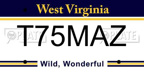 T75MAZ West Virginia License Plate