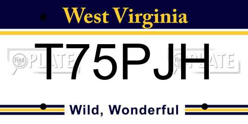T75PJH West Virginia License Plate