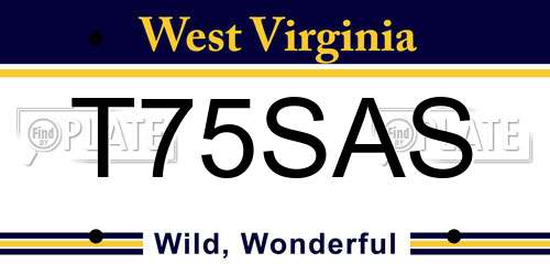 T75SAS West Virginia License Plate