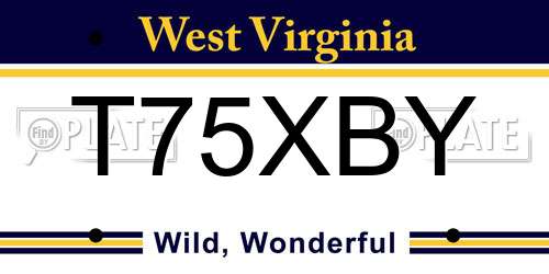 T75XBY West Virginia License Plate
