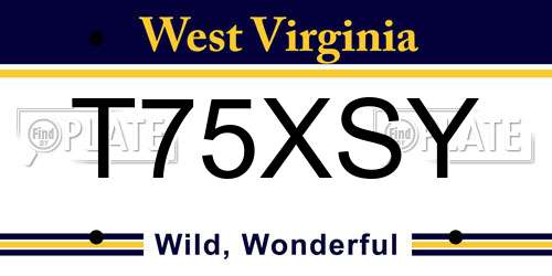 T75XSY West Virginia License Plate