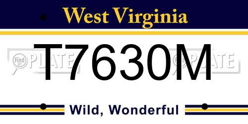 T7630M West Virginia License Plate