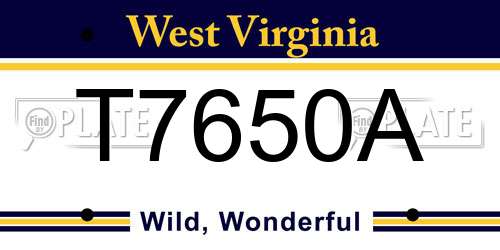 T7650A West Virginia License Plate