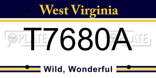 T7680A West Virginia License Plate