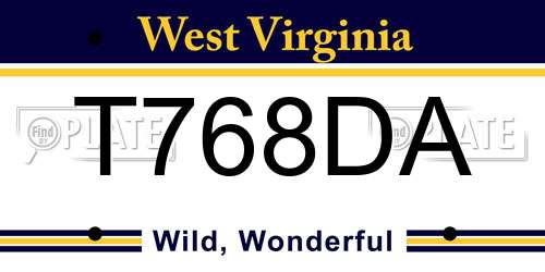 T768DA West Virginia License Plate