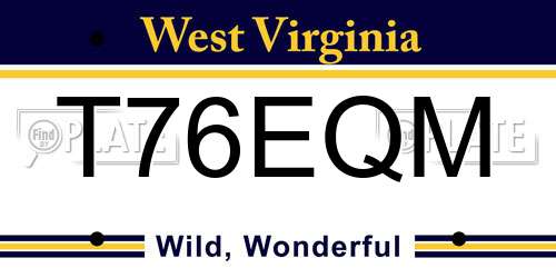 T76EQM West Virginia License Plate
