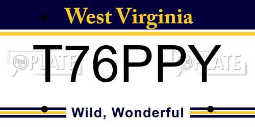 T76PPY West Virginia License Plate