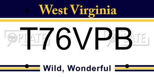 T76VPB West Virginia License Plate