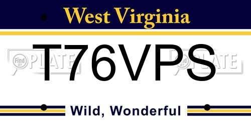 T76VPS West Virginia License Plate