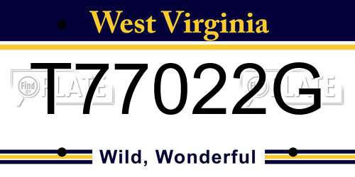 T77022G West Virginia License Plate