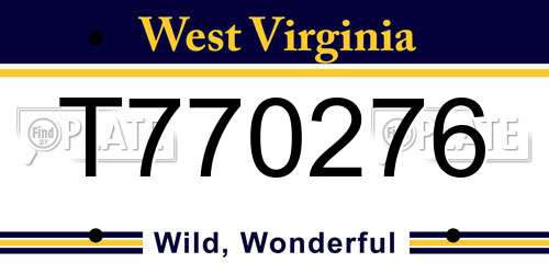 T770276 West Virginia License Plate