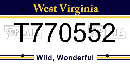 T770552 West Virginia License Plate