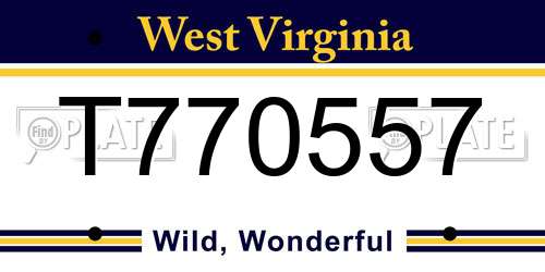 T770557 West Virginia License Plate