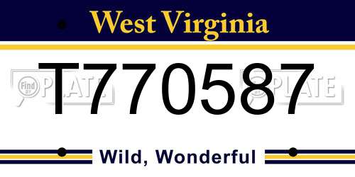 T770587 West Virginia License Plate