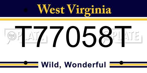 T77058T West Virginia License Plate