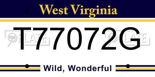 T77072G West Virginia License Plate