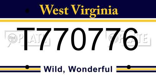 T770776 West Virginia License Plate