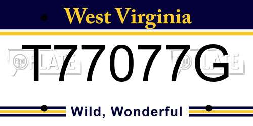 T77077G West Virginia License Plate