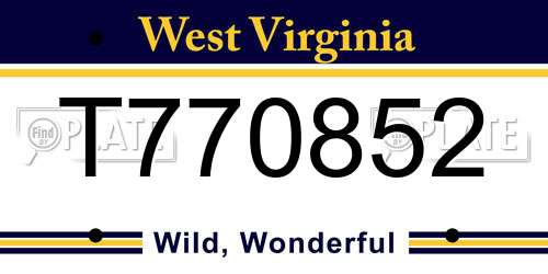 T770852 West Virginia License Plate