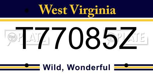 T77085Z West Virginia License Plate
