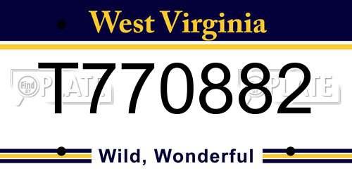T770882 West Virginia License Plate