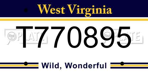 T770895 West Virginia License Plate