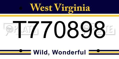 T770898 West Virginia License Plate