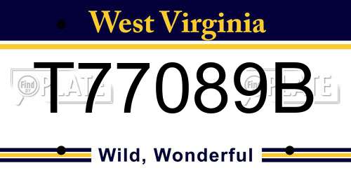T77089B West Virginia License Plate