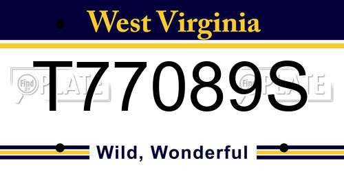 T77089S West Virginia License Plate