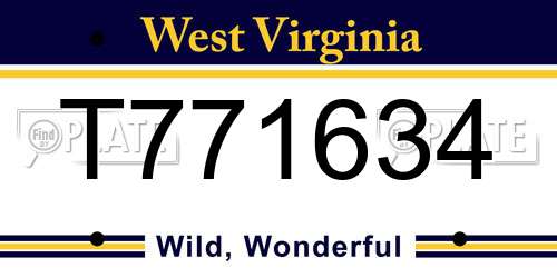 T771634 West Virginia License Plate