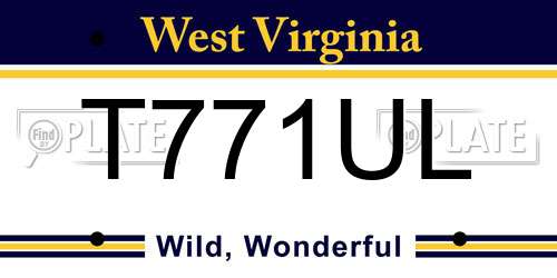T771UL West Virginia License Plate