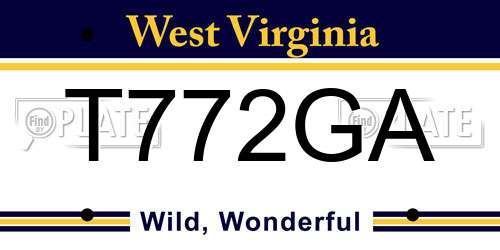 T772GA West Virginia License Plate