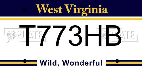 T773HB West Virginia License Plate