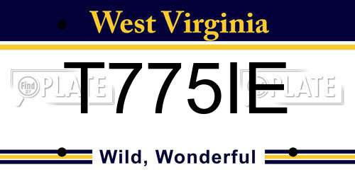 T775IE West Virginia License Plate