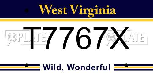T7767X West Virginia License Plate