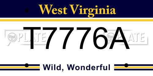 T7776A West Virginia License Plate
