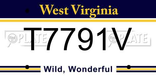 T7791V West Virginia License Plate