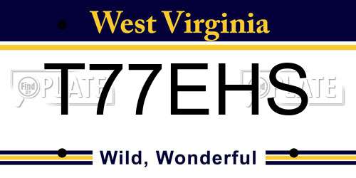 T77EHS West Virginia License Plate